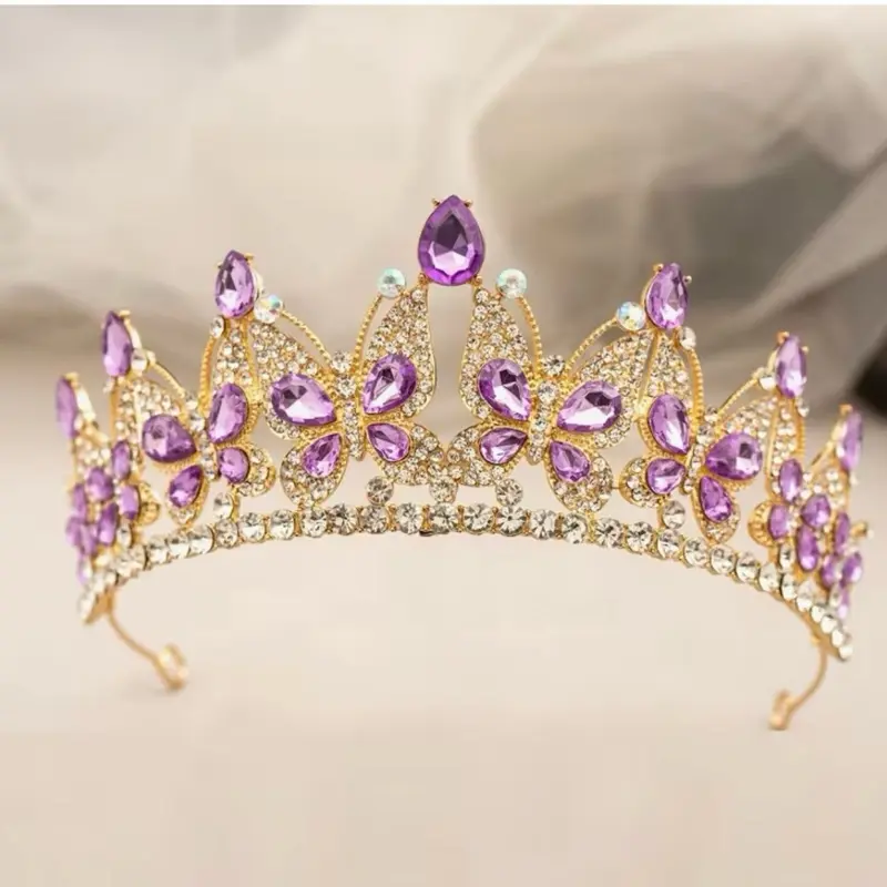 1pc European Rhinestone Butterfly Tiara Quinceañera