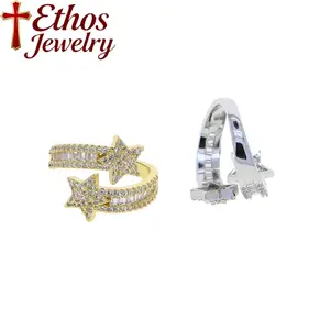 Ethos Water Drop 5A Gold rings Real Cube Zirconia Carat Star Sparkling Ring inlaid with 5A zirconia copper ring elegant and light luxury suitable for dating hip-hop daily wear a gift for girlfriend