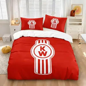 KW Heavy Truck Brand Logo Theme American Truck Culture Print Home Bedroom Dorm Industrial Style Personalized Single Duvet Cover Pillowcase Two/Three-Piece Set Without Core