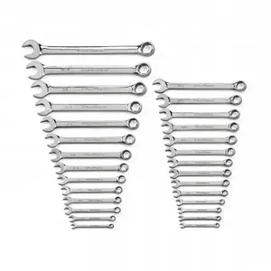 GearWrench 81923 Full Polish Combination Non-Ratcheting Wrench Set SAE & Metric - 28 Piece