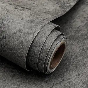 15.7"x118" Black Grey Concrete Wallpaper, Peel & Stick Cement Contact Paper, 3D Matte Textured, Self-Adhesive & Removable Wall Covering