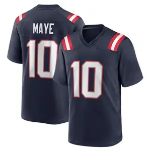 Unisex Drake Maye New England Patriots Super Bowl LX Patch Game Jersey - Navy