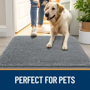 Dog Door Mat for Muddy Paws 30x20, Absorbs Moisture and Dirt, Absorbent Non-Slip Washable Doormat, Quick Dry Chenille Mud Mat for Dogs, Entry Indoor Entryway Carpet for Inside Floor