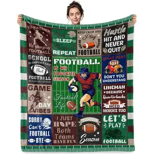 Football Blanket Gift for Coach Football Coaches Appreciation Gifts from Team Soft Plush Blanket for Men Kids Game Room Decor