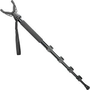 Shooting Stick for Rifles, Lightweight Aluminum Monopod Adjustable 360° Swivel V Yoke, Dual-Foot Spike, for Shooting Rest and Hunting