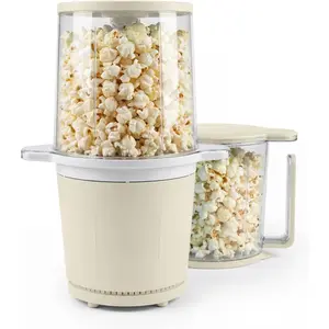 Air Popper Popcorn Machine - 10-Cup Air Pop Popcorn Maker with Measuring Cup - Hot Air Popped Oil-Free Compact Popcorn Popper - Movie Nights & Parties - Cream