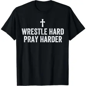 100 Percent Cotton Christian Wrestling Apparel Wrestle Hard T Shirt For Faithful Athletes