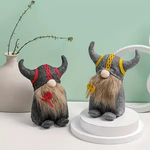 [Viking Gladiator Creative Character] 1 Viking Dwarf Gladiator Creative Character - Tabletop Decoration for Party, Home and Window Display - Rudolph Faceless Doll Room Ornaments 【Red】