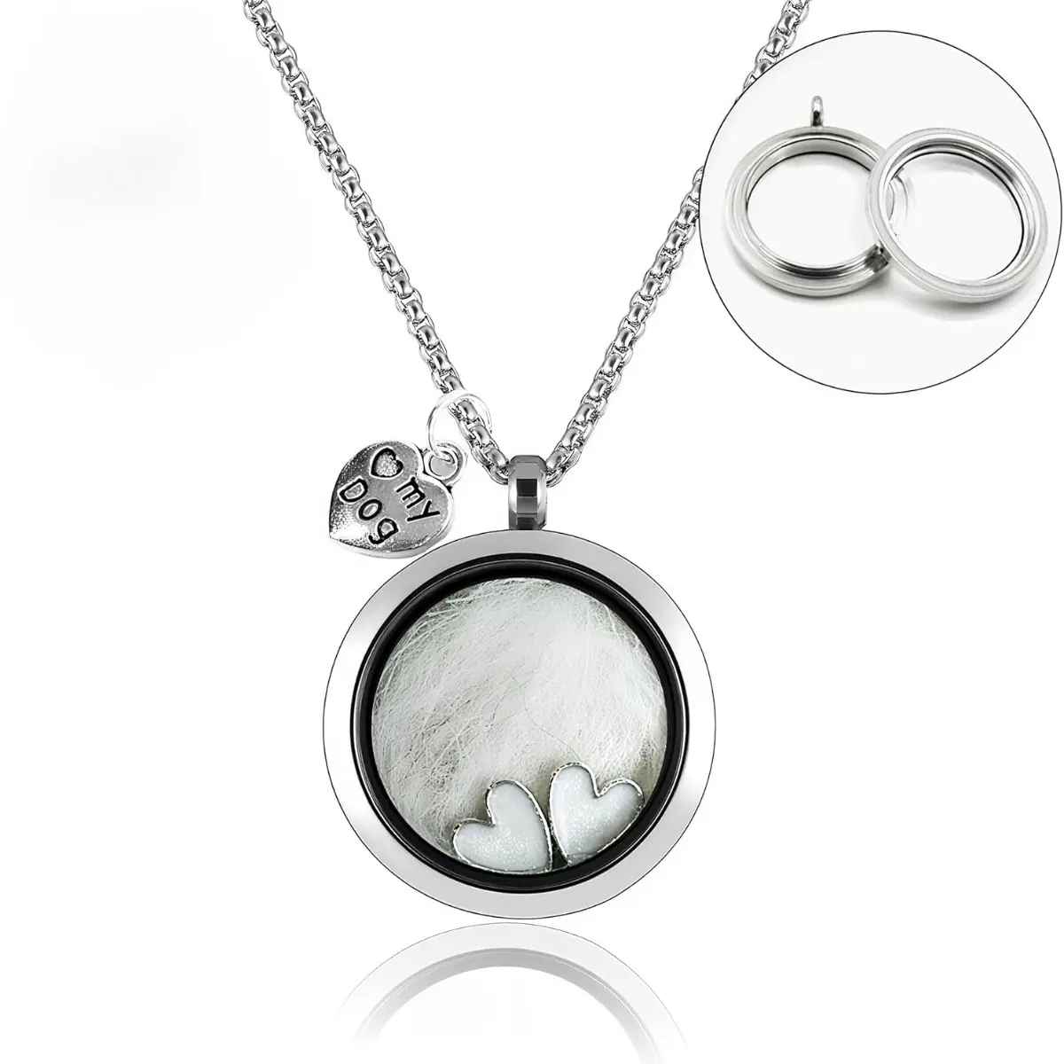 UURiel Sentimental DIY Pet Hair Memorial Necklace for US Dog & Cat Owners - Elegant Unisex Chain, Link Pendant Artificial Gemstone Jewelry, Forever Keepsake