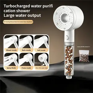 Handheld Shower with 5 Modes,High-Pressure Large Water Output Shower,Wall Mounted,with Turbine Spray,Adjustable Water Flow,with Dirt Removal Water Filters, Comfortable Skin,Essential Shower Accessory for Home Bathing, Easy to Install,
