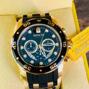 Invicta Men's Watch Chronograph Black & Gold - Brand New - High-Quality Timepiece
