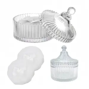 Luxury Body Powder Puff Set, Large Velvet Applicators with Clear Glass Storage Jar, Vanity & Bathroom Organizer, Essential Beauty Tool