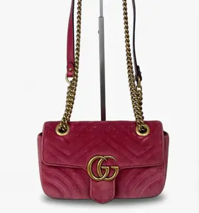 Pre-owned GUCCI GG Velvet Shoulder Bags GG Marmont Matelassé Shoulder Bag Pink Excellent S014260307027