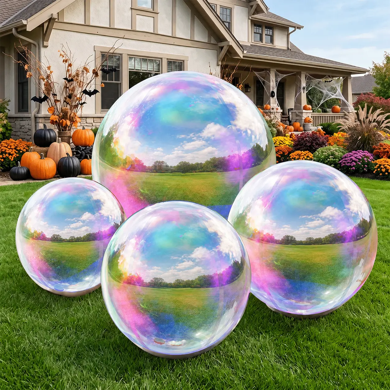 [TiktokShopStockUp] AMERLIFE 3/4/6Pcs Silver Inflatable Mirror Balls with D-Ring, Reusable Decor Ball | Inflatable Disco Balls with 2-in-1 Electric Pump for Hanging or Ground Display Decor, Ideal for Party, Festival and Club