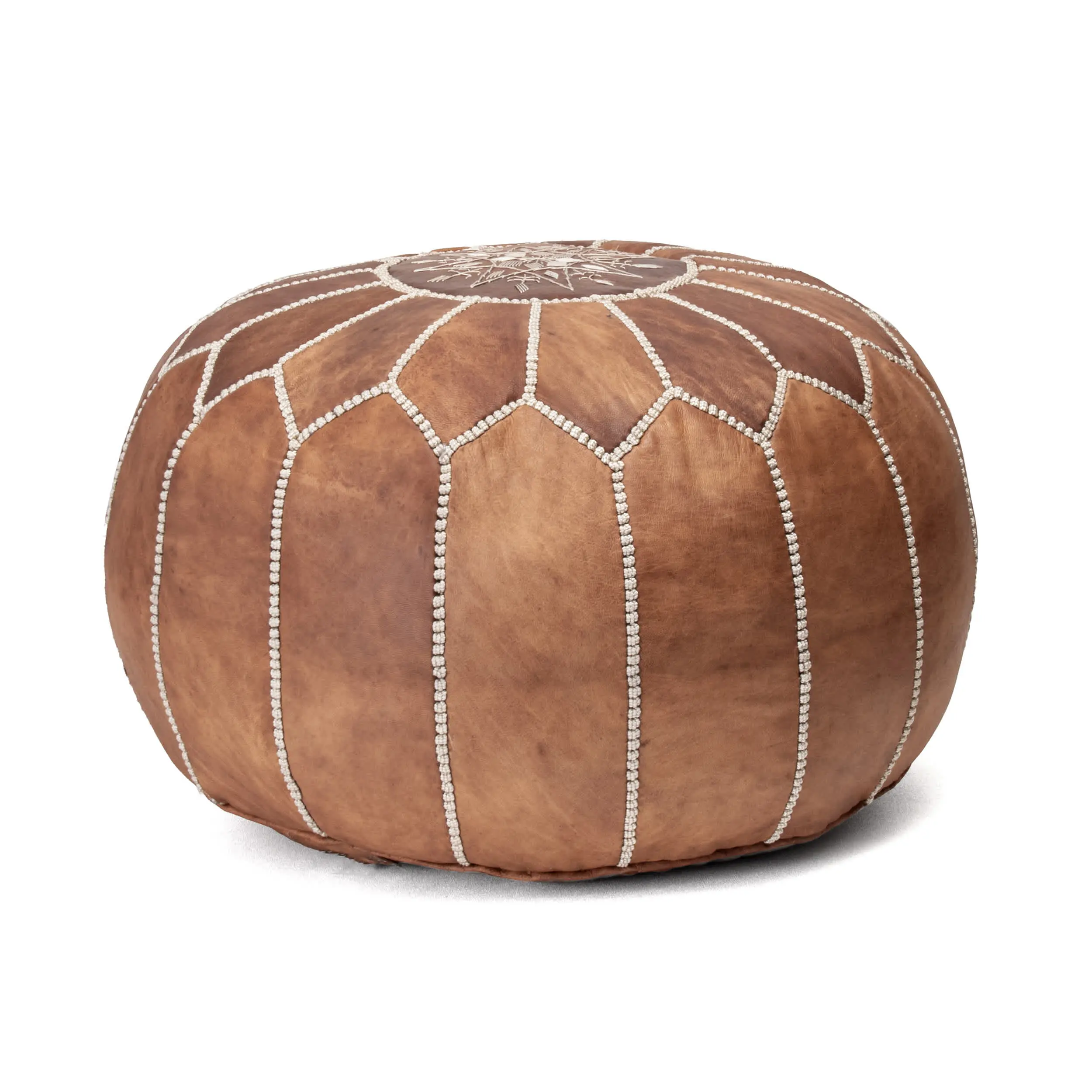 Handmade Moroccan Leather Filled Ottoman Pouf Handmade Moroccan Leather Filled Ottoman Pouf
