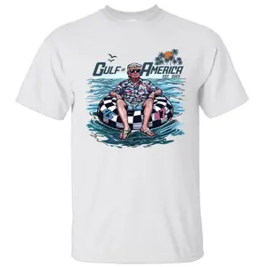 45th 47th President Trump Chillin on the Gulf of America  2025 Shirt, Crewneck Graphic Printed Unisex Cotton T-shirt for Men for WomenFashion	Unisex T-shirts M-5XL
