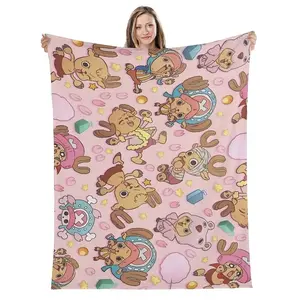 TONY TONY Chopper Blanket Flannel Spring Autumn Anime Multifunction Super Warm Throw Blanket for Bed Outdoor Bedspreads