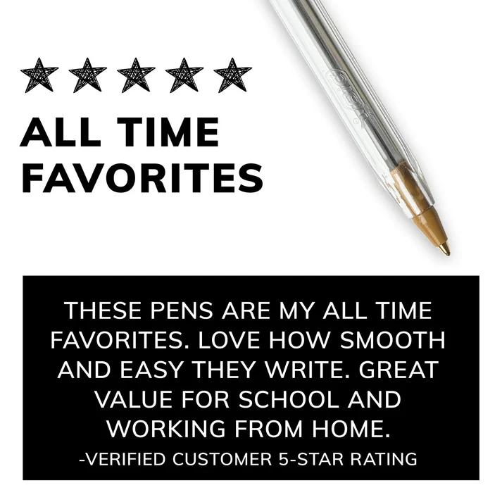 BIC Cristal Xtra Smooth Ballpoint Pen – 1.0mm Medium Point, Black Ink | 10 Pack