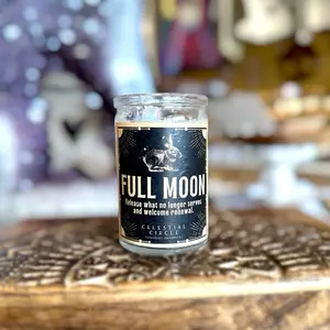 Celestial Circle Full Moon 3 Day Candle Ritual for Releasing Moon Energy Spell Handmade with Herbs & Gemstones