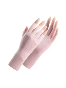 Summer ice silk sunscreen gloves with exposed fingers and breathable design for women's outdoor cycling, driving, and nail art Outdoor Activity Gloves
