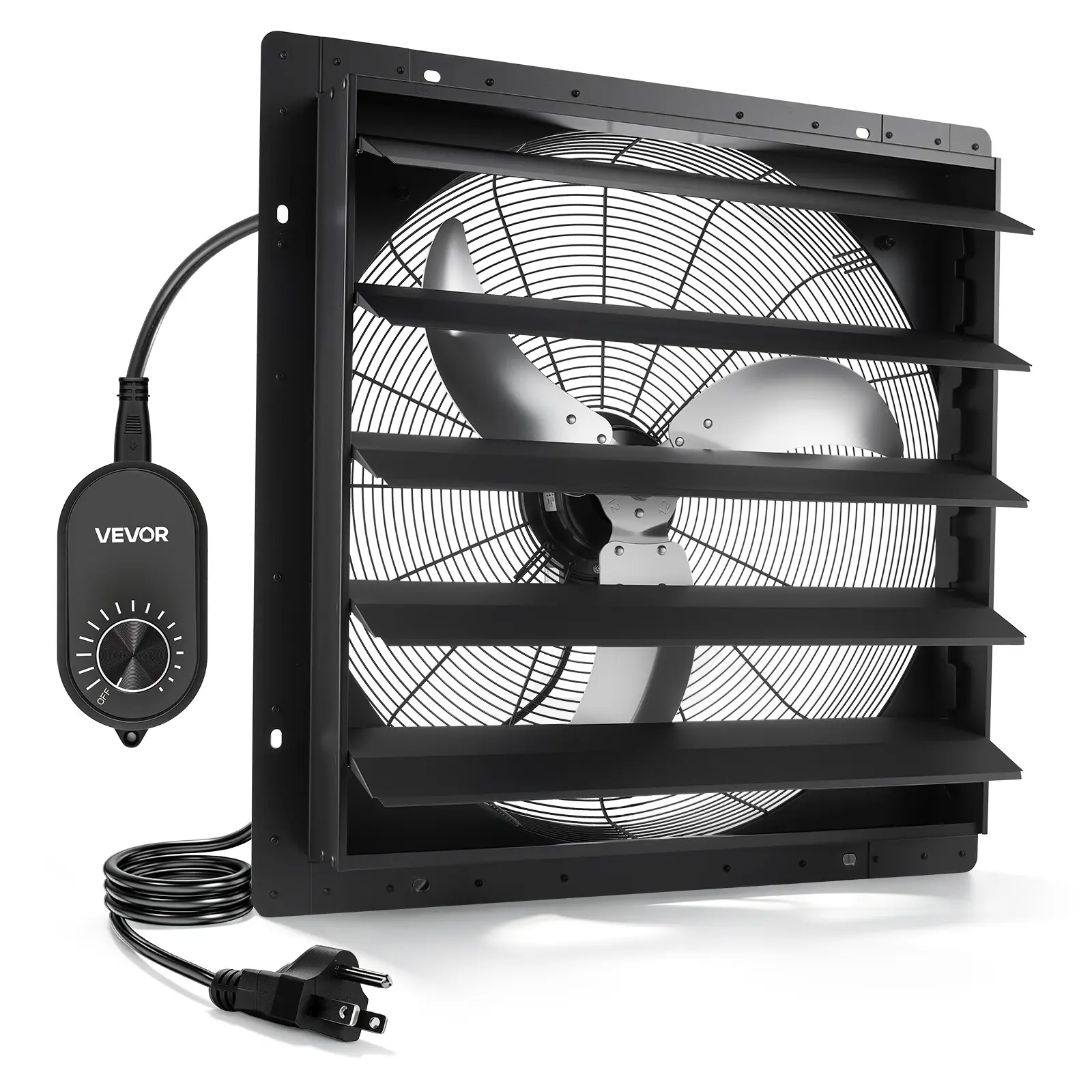 VEVOR 24-in Wall-Mount Shutter Exhaust Ventilation Fan, Automatic Louvers, Variable Speed, Sturdy Steel Housing, Low Noise AC Motor, 7030 CFM for Attic, Garage, Workshop