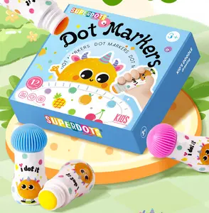 COLORARTS 12 Press Type Dot Markers Kit with Graffiti Paper Washable Non Toxic Art Supplies for Toddlers 3+ Years Large Capacity Creative Educational Tools Holiday Gift Set Leak Proof Ink Technology Food Grade Safety Formula