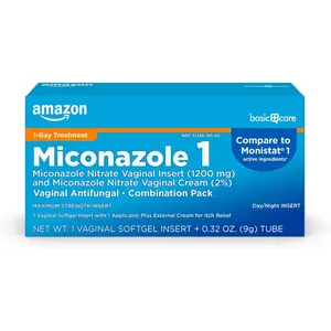 Care Miconazole 1-Day, Miconazole Nitrate Vaginal Insert 1200 mg and Miconazole Nitrate Vaginal Cream 2 percent, Yeast Infection Treatment For Women, 0.32 ounce (Pack of 1)