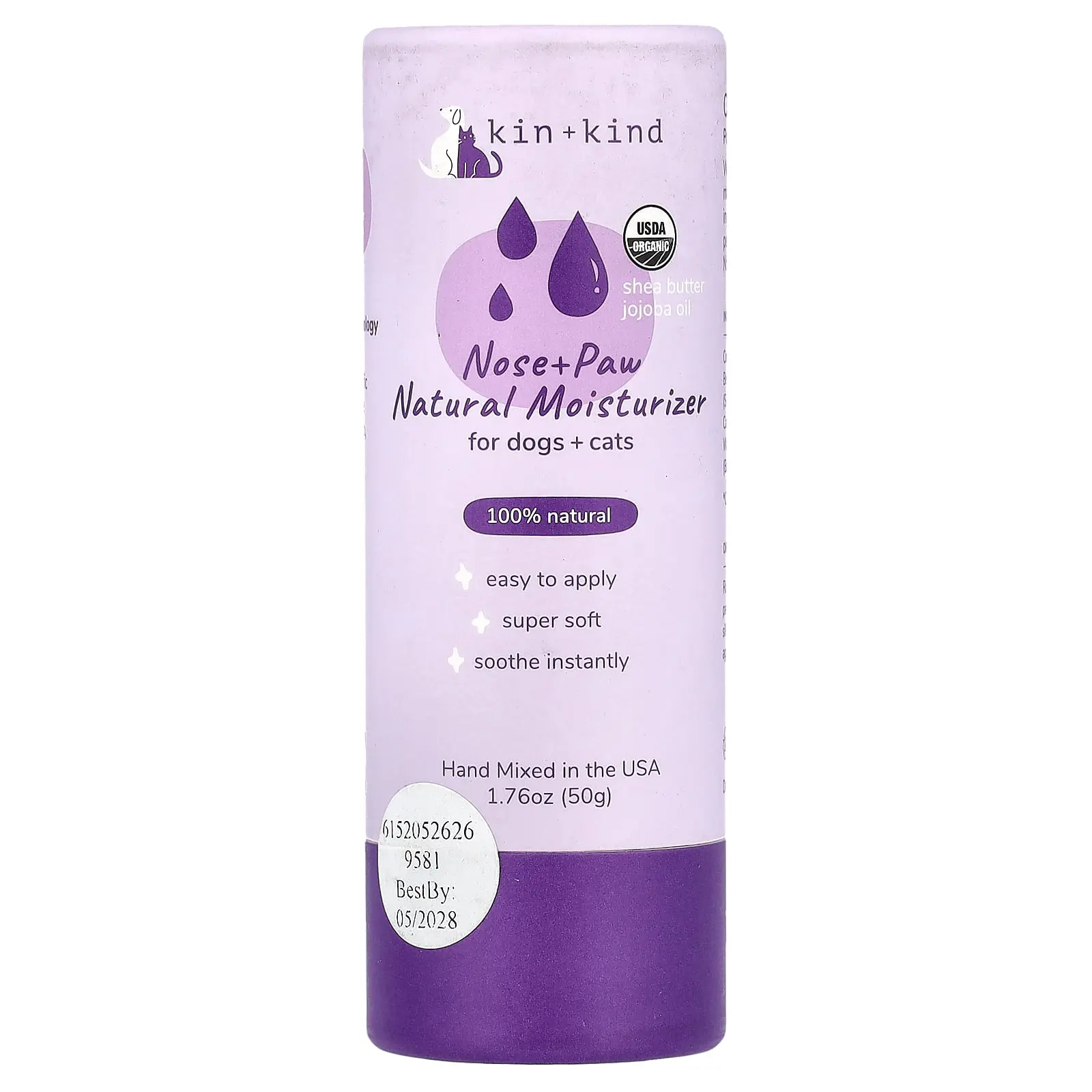 Kin+Kind Nose & Paw Natural Moisturizer, For Dogs & Cats, 1.76 oz (50 g)