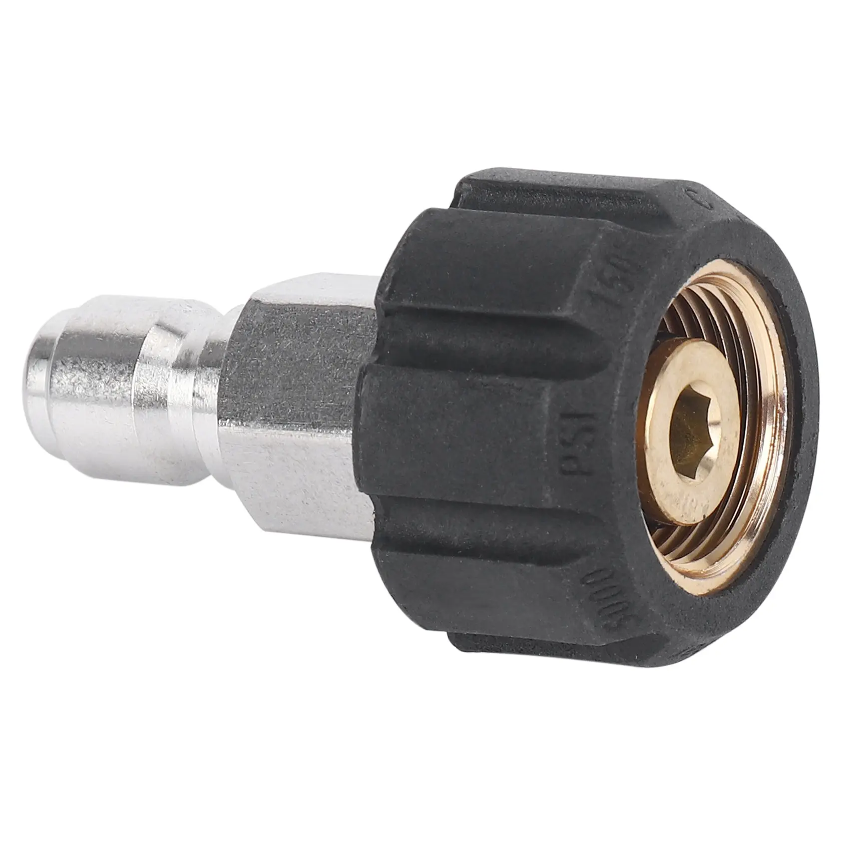 High Pressure Washer Gun Garden Hose Connector - M22 Thread-On 14mm, 3/8 in Plug, B Fitting Coupler Nipple, 5000 PSI, 1 Quick Connector, TWIS281