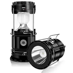 4-Pack Solar Camping Lantern, Collapsible LED Solar USB Rechargeable Lantern Flashlight Emergency Hanging Lights for Camping Hurricanes Power Outages Indoor Outdoor