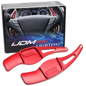 iJDMTOY Racing Sports Red Aluminum Larger Paddle Shifter Extension For Hyundai 2012-2018 Veloster