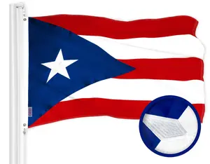 G128 Puerto Rico Puerto Rican Flag | 2x3 Ft | ToughWeave Series Embroidered 300D Polyester | Embroidered Design, Indoor/Outdoor, Brass Grommets
