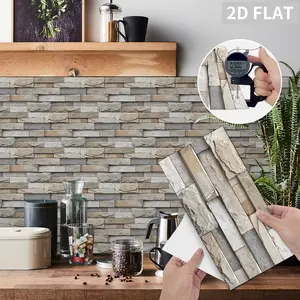 Imitation Stone Tile Wall Sticker, Creative 3D Durable PVC Vinyl Wallpaper, Self-adhesive Wall Art Decal Wall Decals for Home Kitchen Backsplash Bathroom Living Room Decoration