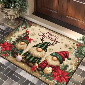 Christmas Carpet Entrance Mat Indoor Decor Living Room Santa Claus Rug Hallway Decoration, Festive Home Accessories