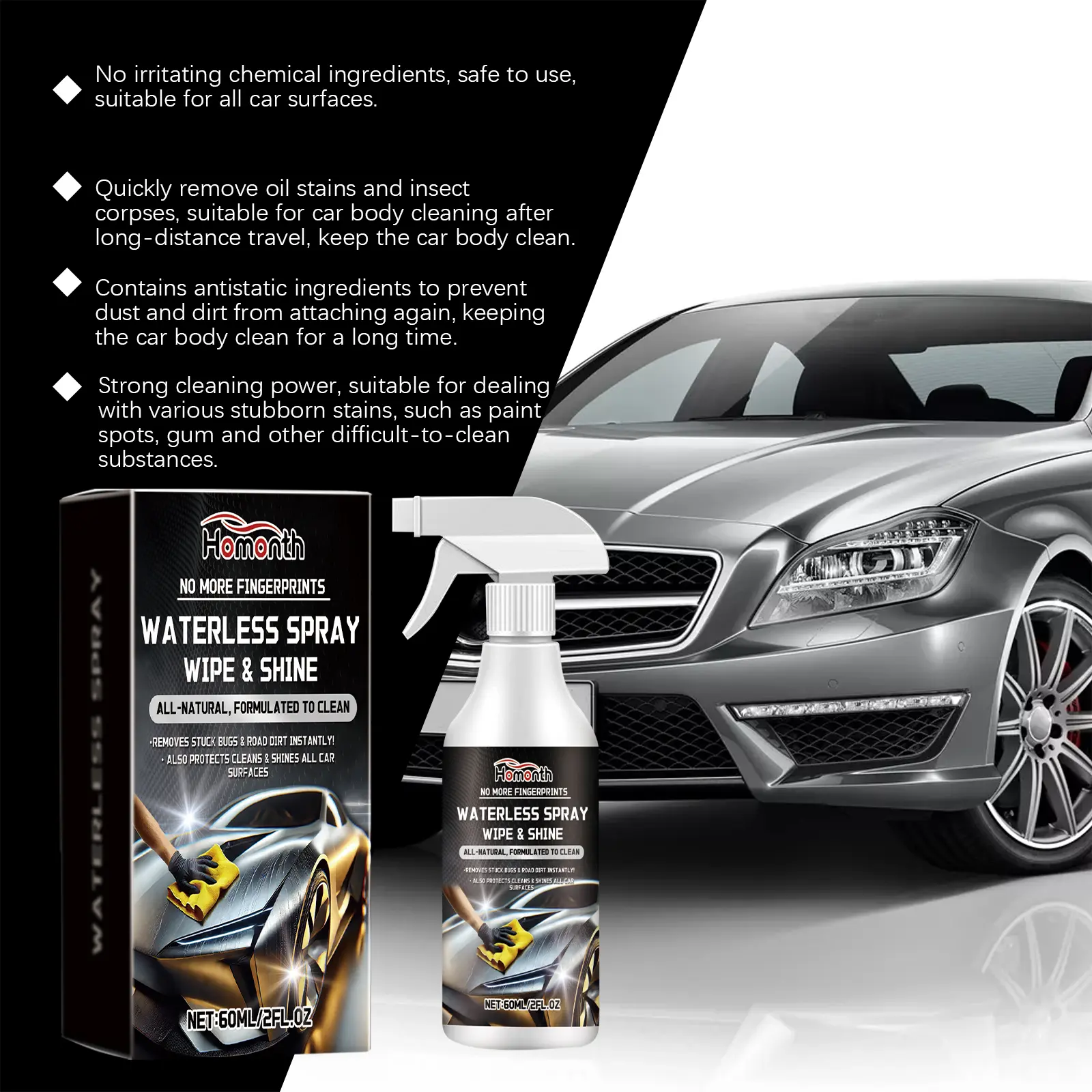 Car Coating Spray 3-delige Set - Waterless Wash & Shine Met Oil Film Remover