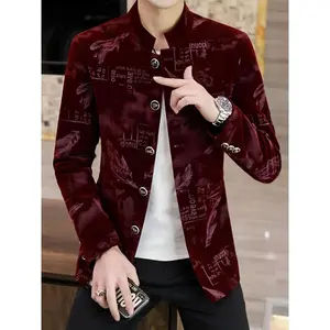 Men'sVelvetJacketMen'sSuitSinglePieceWesternStyleCoatMenswearPolyester