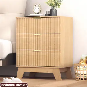 3-drawer dressing cabinet, long bedside table with drawers and storage cabinets, Bohemian solid wood dressing table TV stand, medieval modern bedside table, suitable for bedroom wardrobes