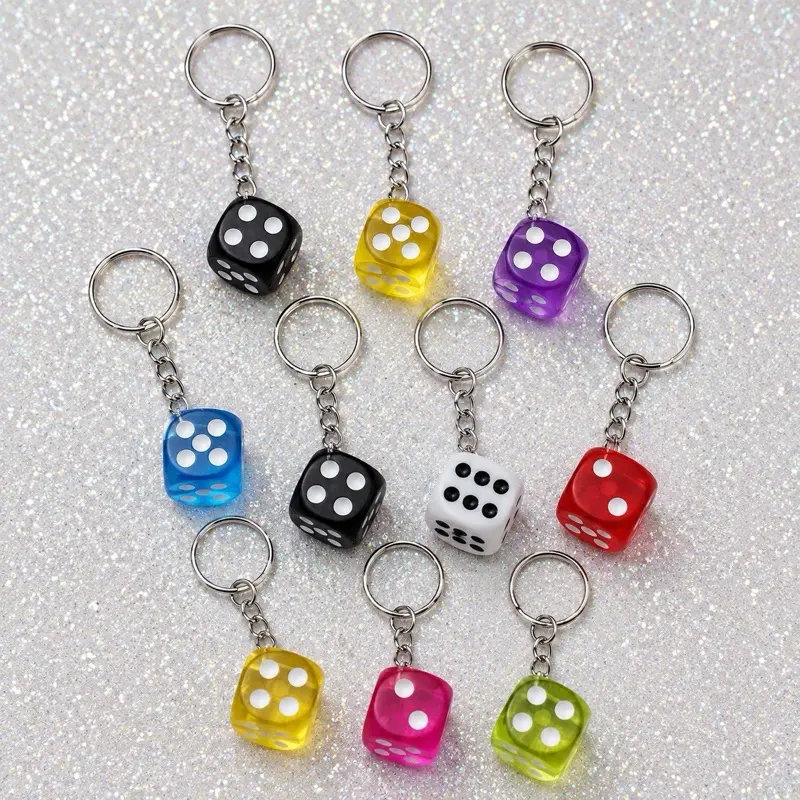 Compact, Practical, Stylish Dice Keychain with Unique Design and Durable Split Ring