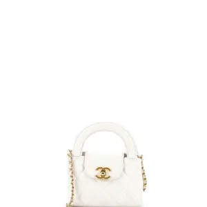 Pre-owned CHANEL material Messenger Bags Kelly Top Handle Shopping Bag Quilted Shiny Aged Calfskin Nano by Rebag