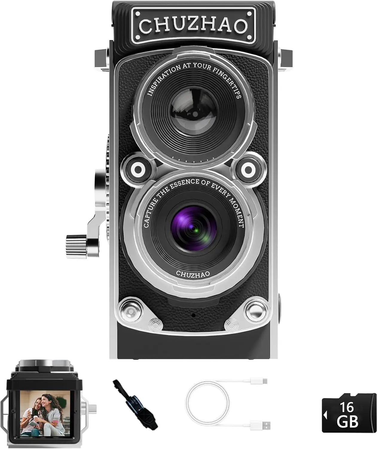 Vintage Retro Mini Digital Camera 16GB Card 12MP Auto focus 1080P FHD Small Video Recording Suitable for Beginners/Teens/Adults/Kids