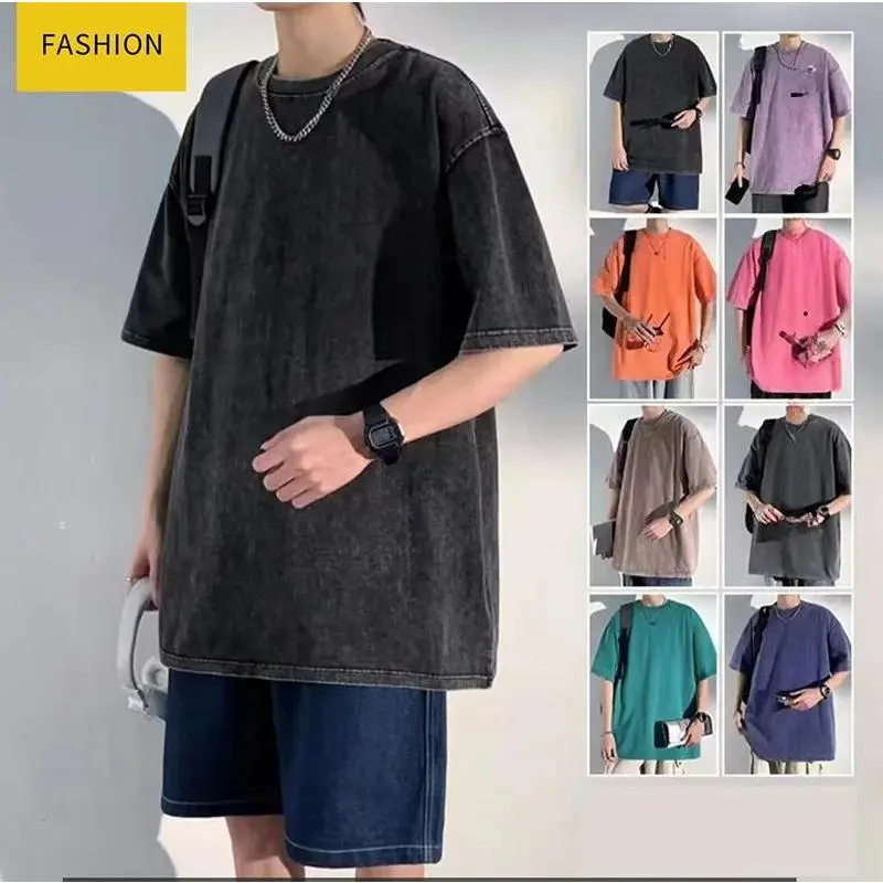 Solid 3-Pack Hip Hop t shirt Men fashion Cotton Harajuku Multicolors Oversized Washed T-shirt women Unisex Summer Retro Short Sleeve Tee top Solid 3-Pack Hip Hop t shirt Men fashion Cotton Harajuku Multicolors Oversized Washed T-shirt women Unisex Summer Retro Short Sleeve Tee top