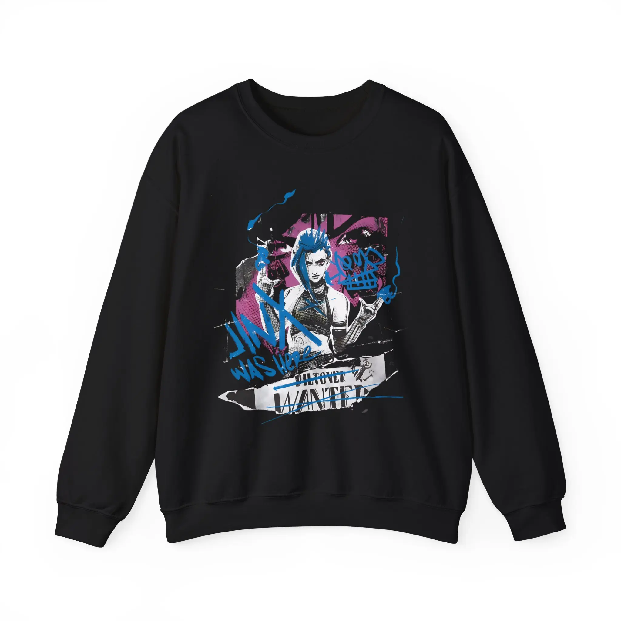 Jinx Arcane Unisex Sweatshirt, League of Legends Fan Apparel, Crewneck Jumper, Gamer Gift, Cosplay Costume, Graphic Print Pullover