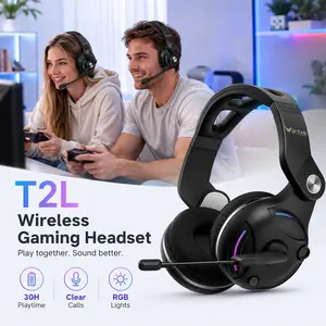 【Premium Gaming Headset】48 Hrs Working Time headphones Audio  Electronic headphones gaming earbuds, Wireless Headset with Microphone for PC, Bluetooth Headset with Noise Canceling Microphone & HI-FI Stereo Sound, Wireless Headset for Laptop