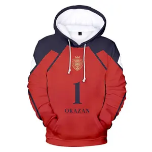Unisex Futsal Soccer Jersey Hoodie - Boys' Graphic Digital Anime Cosplay Pullover Top, Ribbed, Adjustable, Comfortable Breathable Durable Fabric, Kangaroo Pocket, Classic Sporty Look