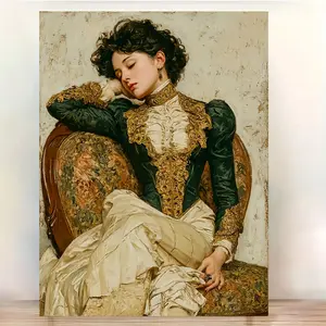 1 Piece Victorian Elegant Decline Portrait - Gilded Era Decorative Framed Canvas Print - Vintage Wall Art, Suitable for Home, Office or Collection - Historical Fashion Painting - Elegant Victorian Female Portrait, Office Decoration, Exquisite Artwork, Det
