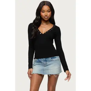 Rossie Stud & Button Top