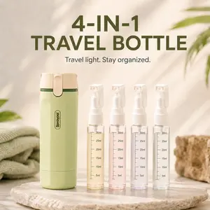 4-in-1 Portable Cosmetic Shampoo Dispenser Storage Bottle Plastic Travel Friendly Compact Design for Easy Carrying