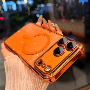 A high-end flash magnetic Protective phone case made of electroplated PC, designed specifically for iPhone 17 Pro Max, 17 Pro, 17 Air, 17, etc. This shockproof phone case includes a lens protection film and supports wireless charging Accessories