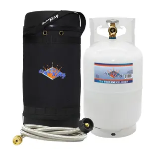 Flame King Gas Hauler Pro Kit - Insulated Protective Carry Case, 10LB Propane Tank and 5-FT Adapter Hose for Camping and Outdoor Adventures