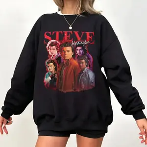 Steve Harrington Unisex Sweatshirt, Stranger Final Season Signature Hoodie, Babysitters Harrington Graphic Shirt, Retro Vintage Movie Show Tee, Unisex Sweater Pullover Tee
